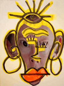 a painting of a woman 's face with a third eye on top