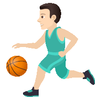 a cartoon illustration of a basketball player dribbling a ball