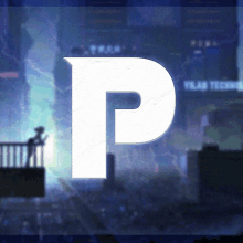 the letter p is on a dark background