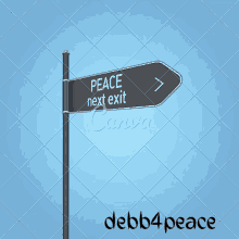 a street sign that says peace next exit