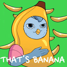 a cartoon of a bird wearing a banana costume