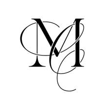 the letter m is surrounded by a swirl on a white background .