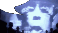 a man in a hat is projected on a wall