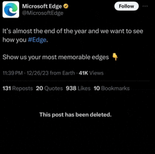 a screenshot of a tweet from microsoft edge