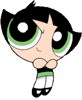 buttercup from the powerpuff girls has green eyes and black hair