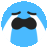 a blue smiley face with tears coming out of it 's eyes .