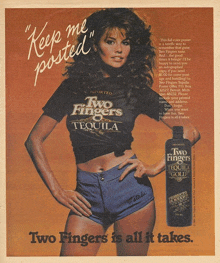 an advertisement for two fingers tequila shows a woman