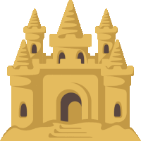 an illustration of a sand castle with a door