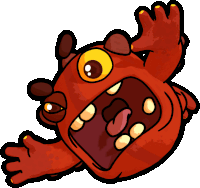 a cartoon illustration of a red monster with a big mouth