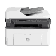 an hp printer is sitting on a white background