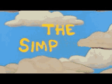 a cartoon of a man standing in the clouds with the words `` the simpsons '' written on it .