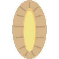 a cartoon drawing of a bread loaf with a hole in the middle