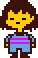 a pixel art drawing of frisk from undertale