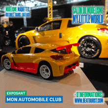 an advertisement for the mon automobile club shows a yellow car