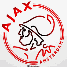 a logo for ajax amsterdam with a red lion in the center