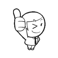 a black and white drawing of a person giving a thumbs up sign