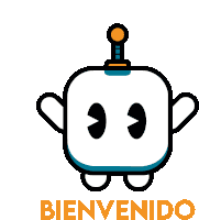 an illustration of a robot with the word bienvenido underneath it