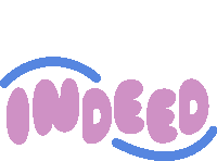 a pink and blue logo for indeed with a blue swirl