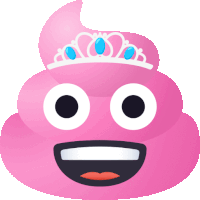 a pink poop with a tiara on it 's head