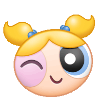 bubbles from the powerpuff girls has a pink eye