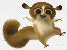 a cartoon squirrel is jumping in the air and smiling