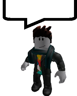 a roblox character with a speech bubble behind him