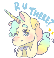 a drawing of a unicorn with the words " ru there " below it