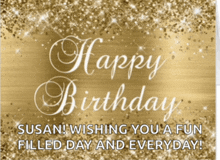 a gold background with the words happy birthday on it