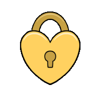 a gold heart shaped padlock with a keyhole