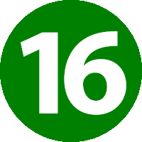 a green circle with the number 16 in white letters