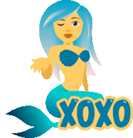 an illustration of a mermaid with the word xoxo written below her