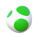 a green and white ball with circles on it is a yoshi egg from super mario bros .