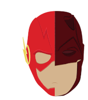 a cartoon drawing of a flash and daredevil faces