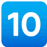 a blue square with a white number 10 on it