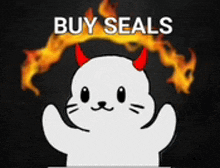 a seal with red horns and the words buy seals behind it