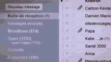 a computer screen shows a list of messages including one from damien maroc