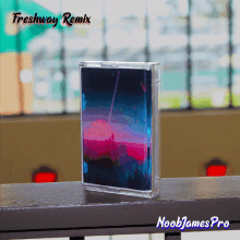 a cassette tape titled freshway remix sits on a ledge