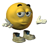 a cartoon smiley face wearing a pair of sneakers