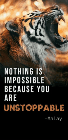 a picture of a tiger with a quote from malay