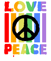 a peace sign is surrounded by the word love and peace