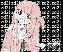 a girl with pink hair is surrounded by a repeating pattern of zd2l zd2l zd2l zd2l