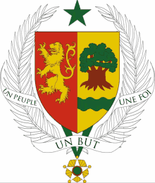 a coat of arms with a lion and a tree and the words un peuple and une fou