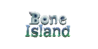 a white background with the words bone island written on it