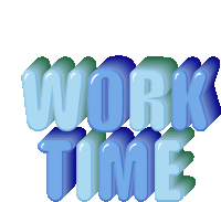 the word work time is written in blue letters on a white background