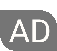 a gray icon with the word ad in white