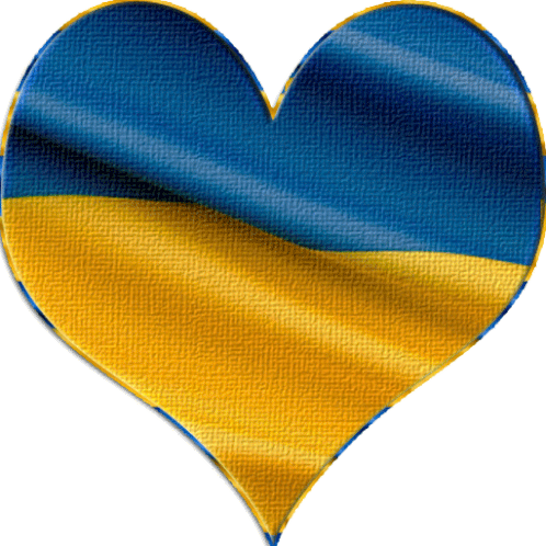 a heart with a blue and yellow flag inside