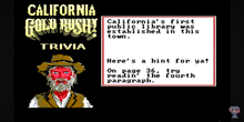 a california gold rush trivia screen with a cowboy on it