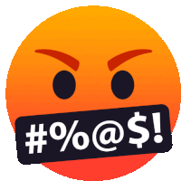 an angry smiley face with a # % @ $ sticker on its mouth