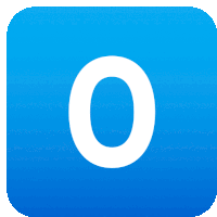 a blue square with a white letter o in the middle