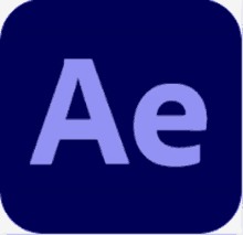 a blue square with the letter ae in white letters